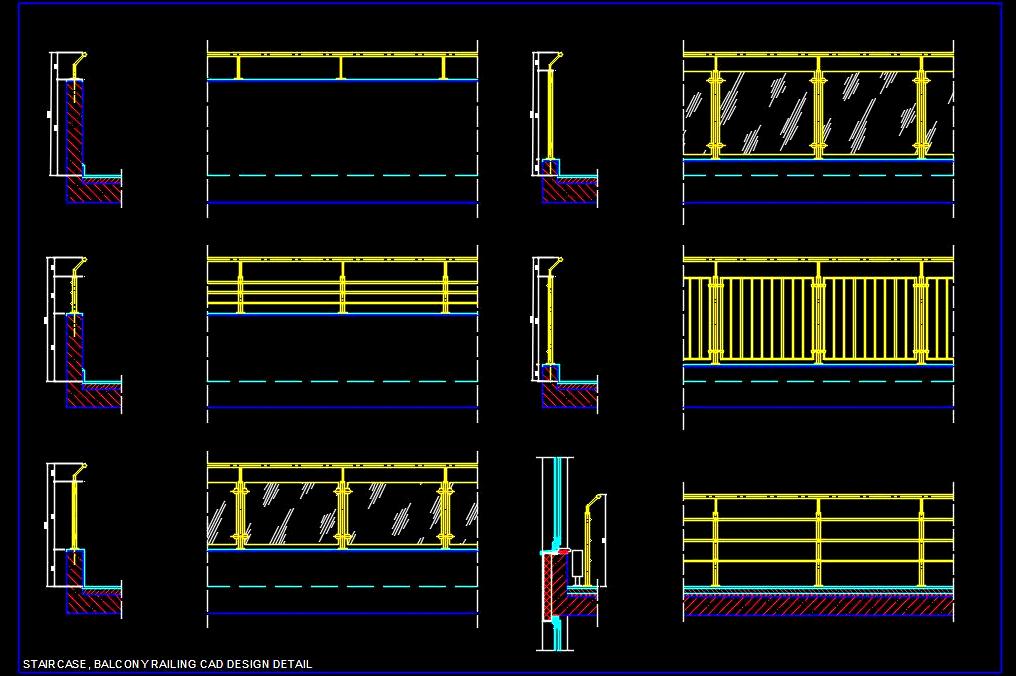 Staircase & Balcony Railing Designs- Free CAD Blocks